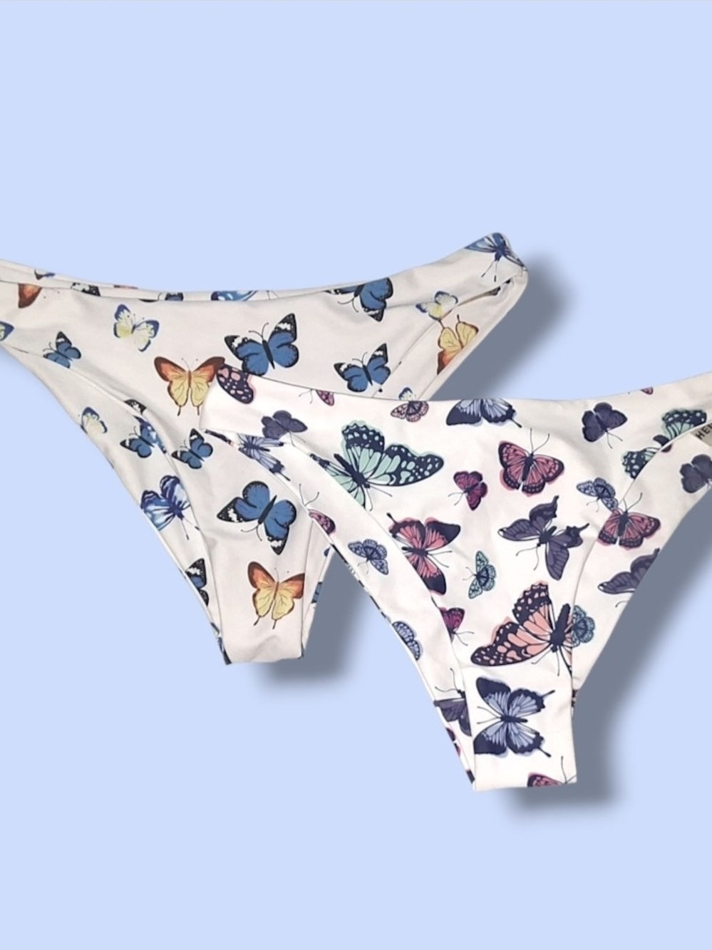 2 SHEIN White Swim Bottoms with Butterfly Print